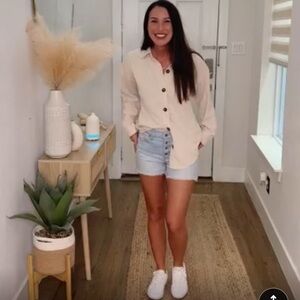 Button Down Shirts Casual Long Sleeve Shacket Jacket Loose Fit Blouses Tops